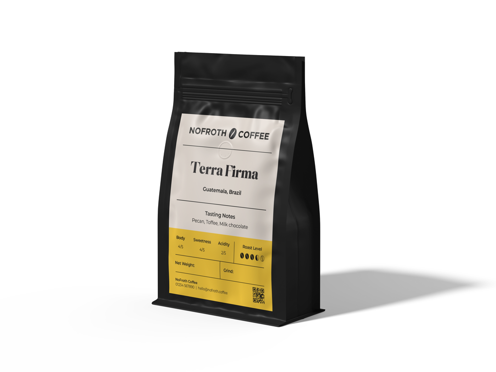 Nofroth Coffee 'Terra Firma' coffee bag on a white background